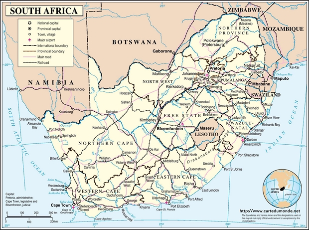 Mapa Sudáfrica