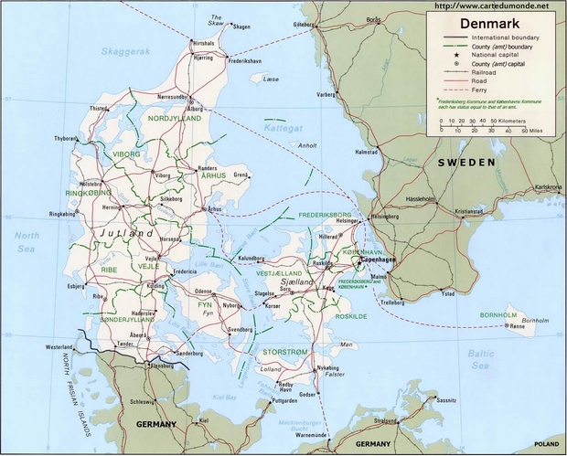 Mapa Dinamarca