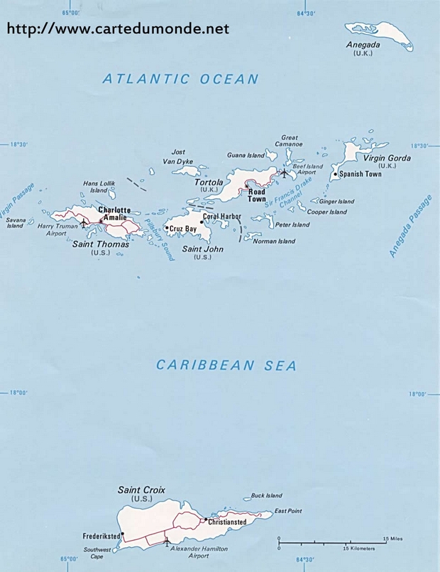 Mapa Islas Vírgenes Americanas