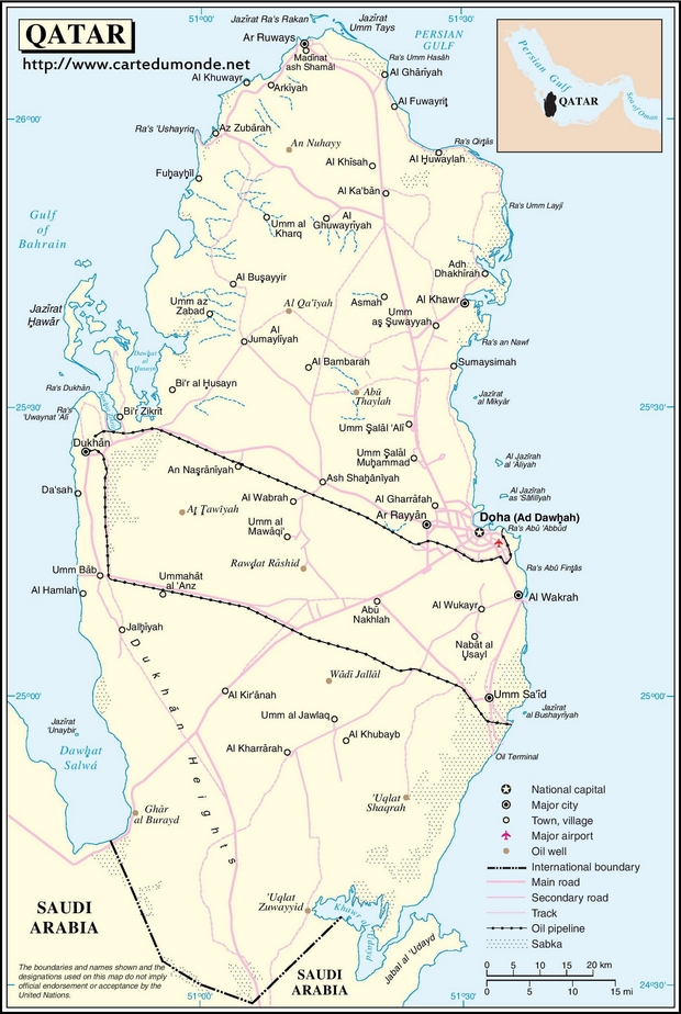 Mapa Katar