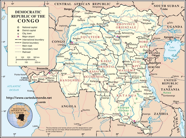 Mapa República Democrática del Congo
