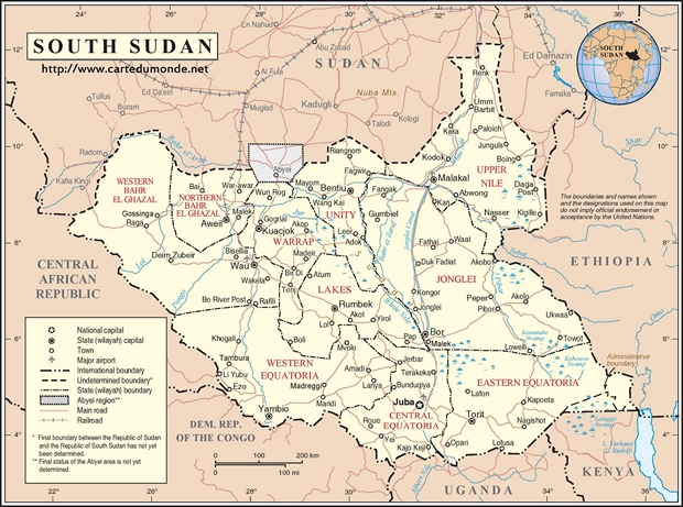 Mapa Sudán del Sur