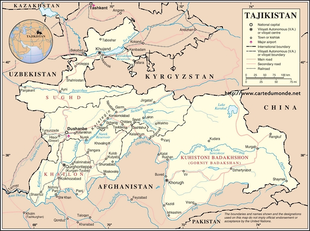 Mapa Tayikistán